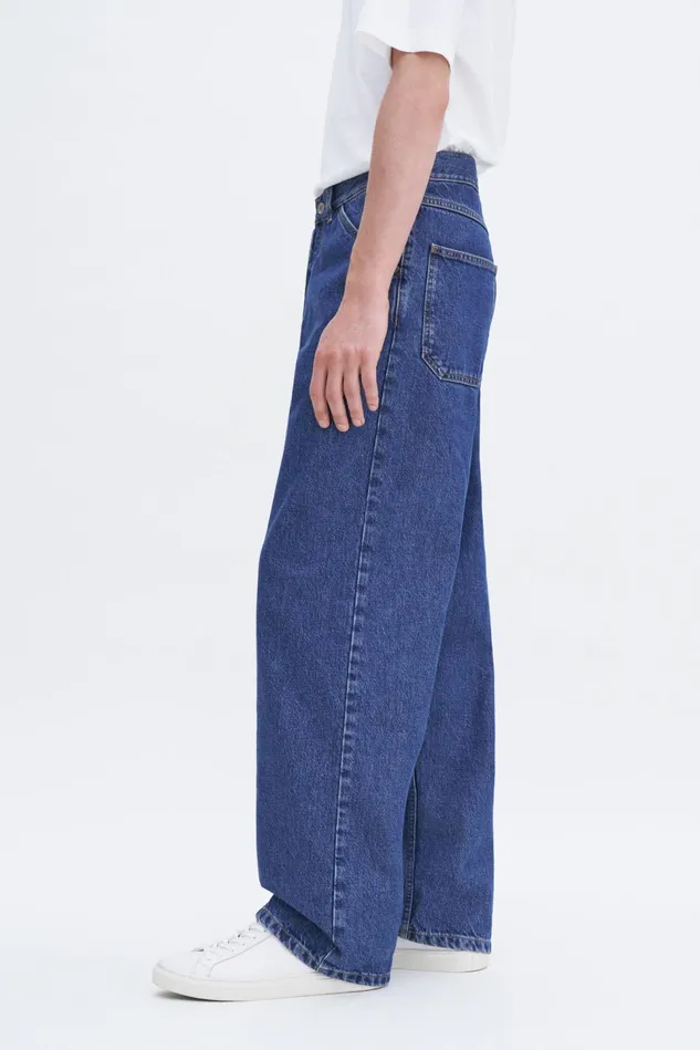 Men Baggy Jeans Washed Mid Blue Filippa K Jeans