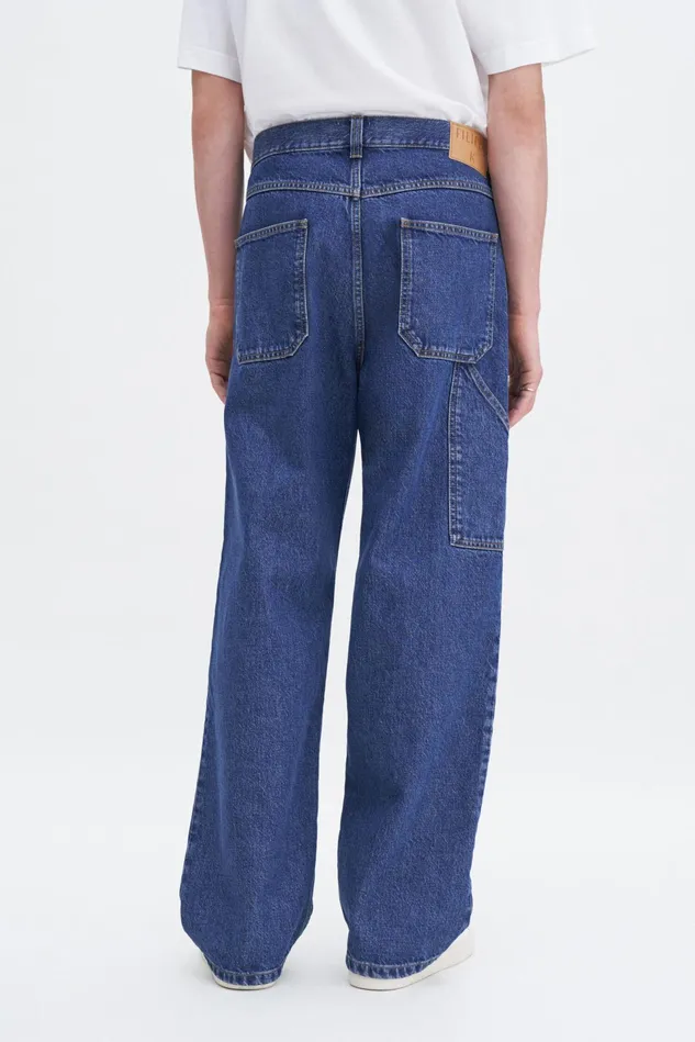 Men Baggy Jeans Washed Mid Blue Filippa K Jeans