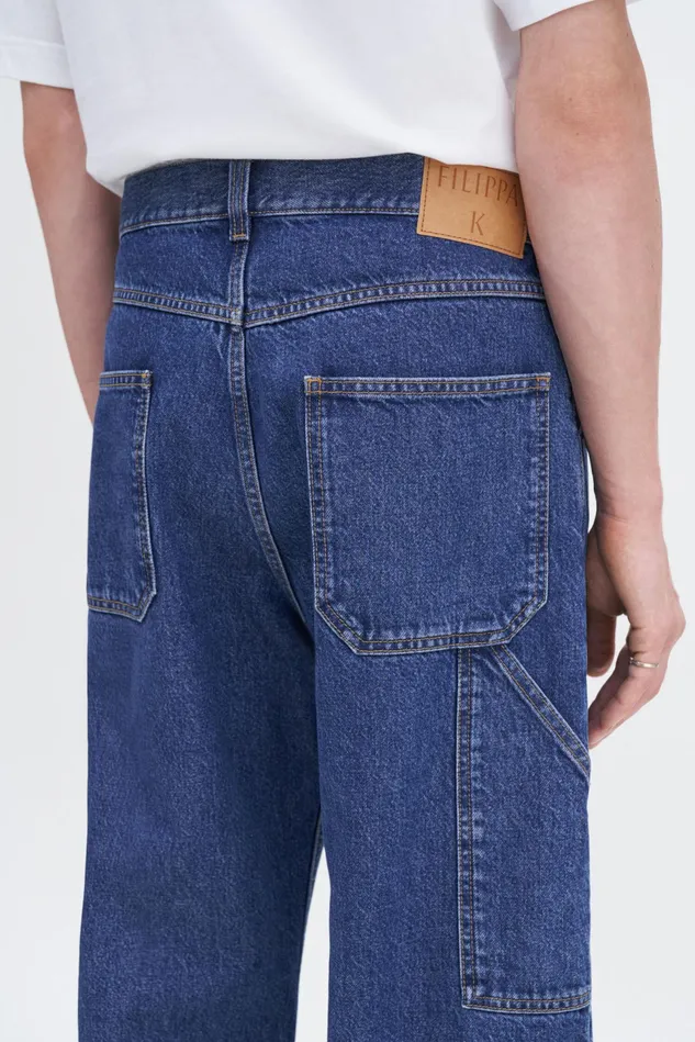 Men Baggy Jeans Washed Mid Blue Filippa K Jeans
