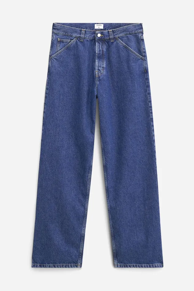 Men Baggy Jeans Washed Mid Blue Filippa K Jeans