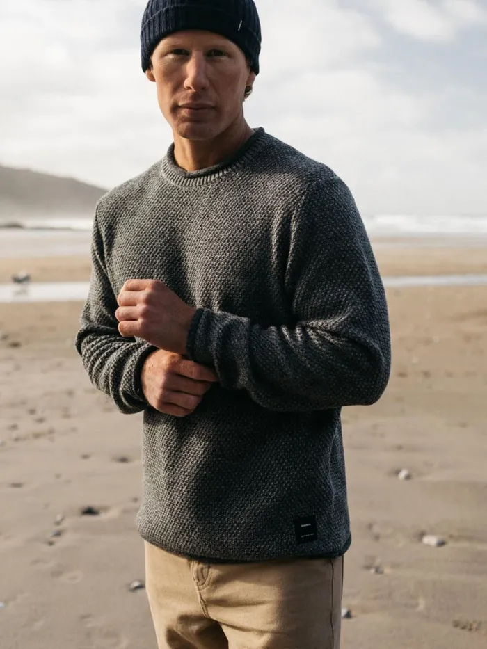 Men Barents Jumper Grey Marl Finisterre Knitwear