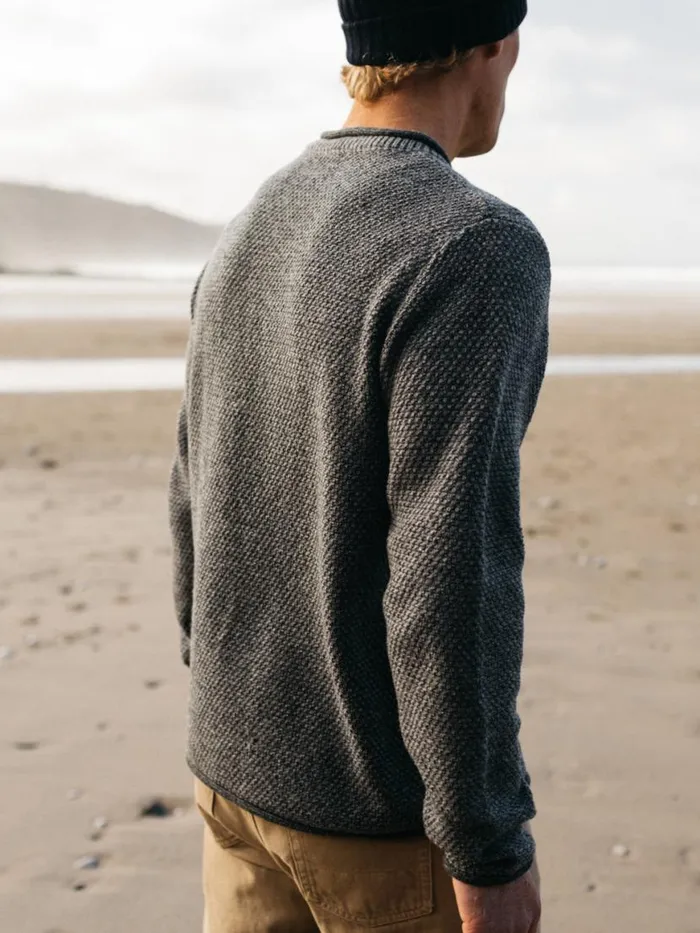 Men Barents Jumper Grey Marl Finisterre Knitwear