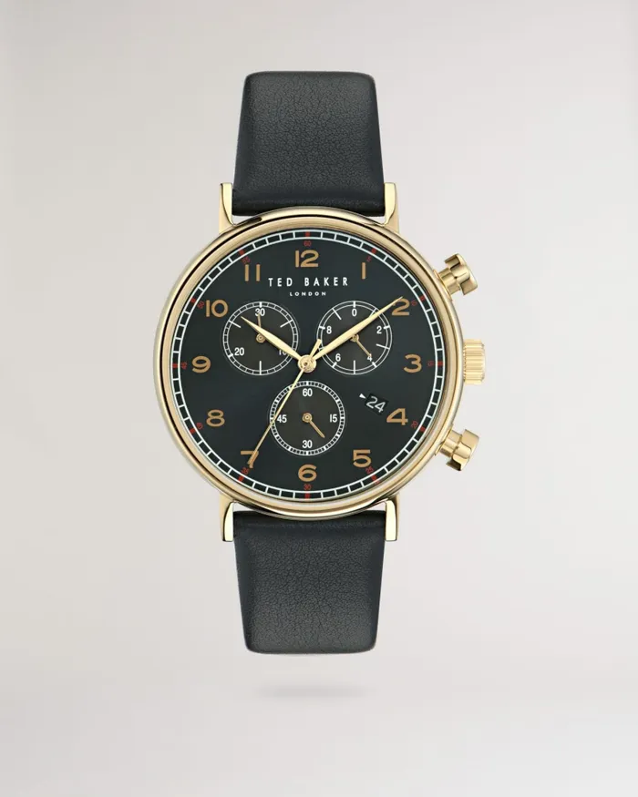 Men BARNETL 8211 Barnett Backlight Leather Strap Watch Blackgold Ted Baker Watches and Jewellery Men BARNETL 8211 Barnett Backlight Leather Strap Watch Blackgold Ted Baker Watches and Jewellery