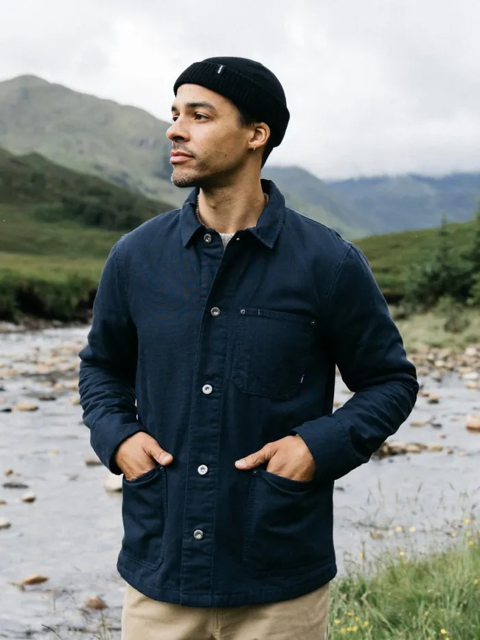 Men Basset Flannel Lined Jacket Navy Finisterre Shirts
