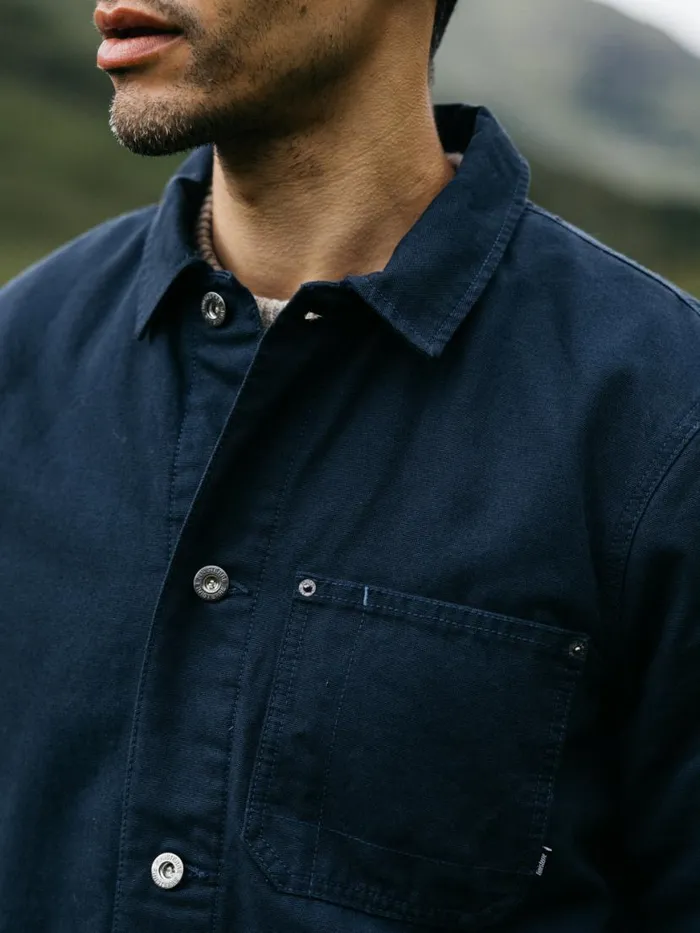 Men Basset Flannel Lined Jacket Navy Finisterre Shirts