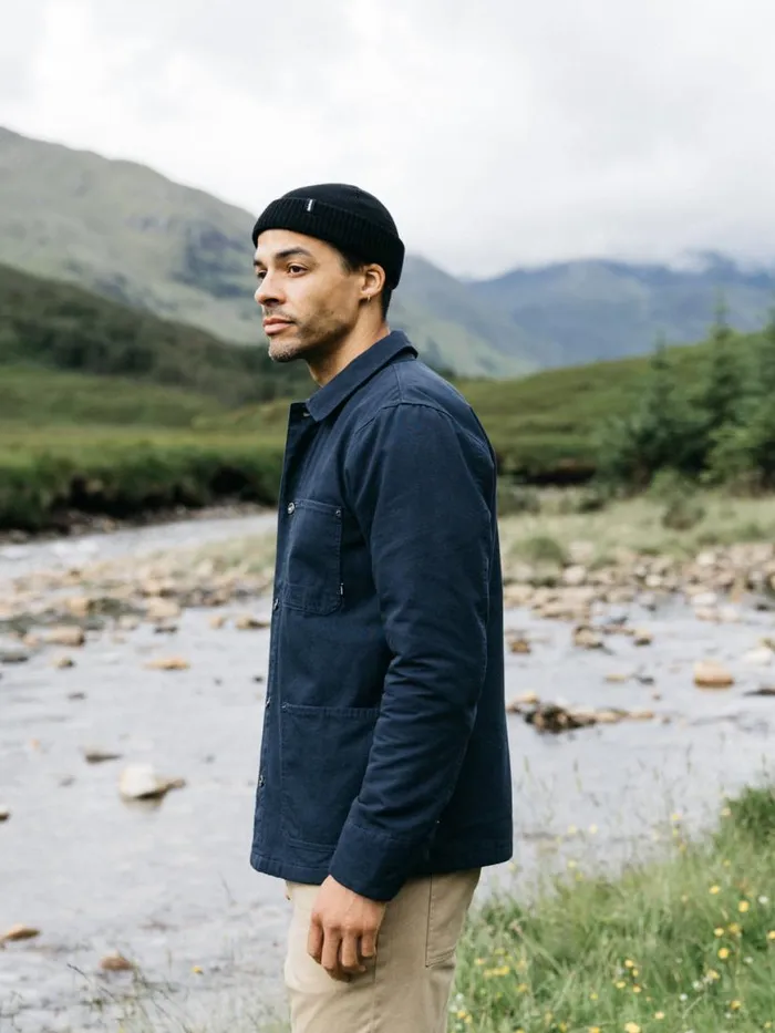 Men Basset Flannel Lined Jacket Navy Finisterre Shirts