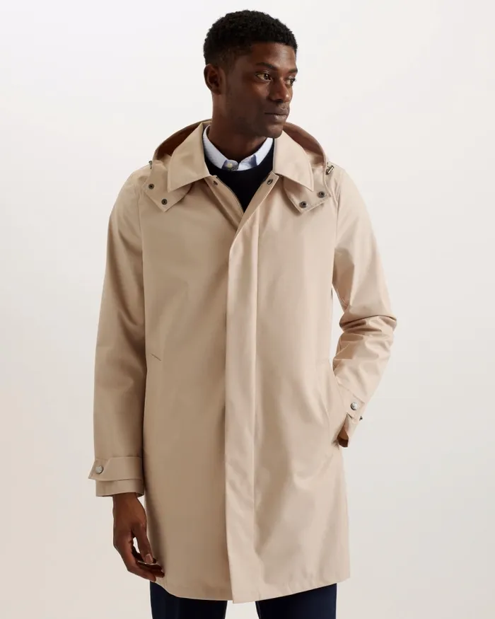Men BATTERC 8211 Mac Coat With Removable Hood Taupe Ted Baker Coats and Jackets Men BATTERC 8211 Mac Coat With Removable Hood Taupe Ted Baker Coats and Jackets