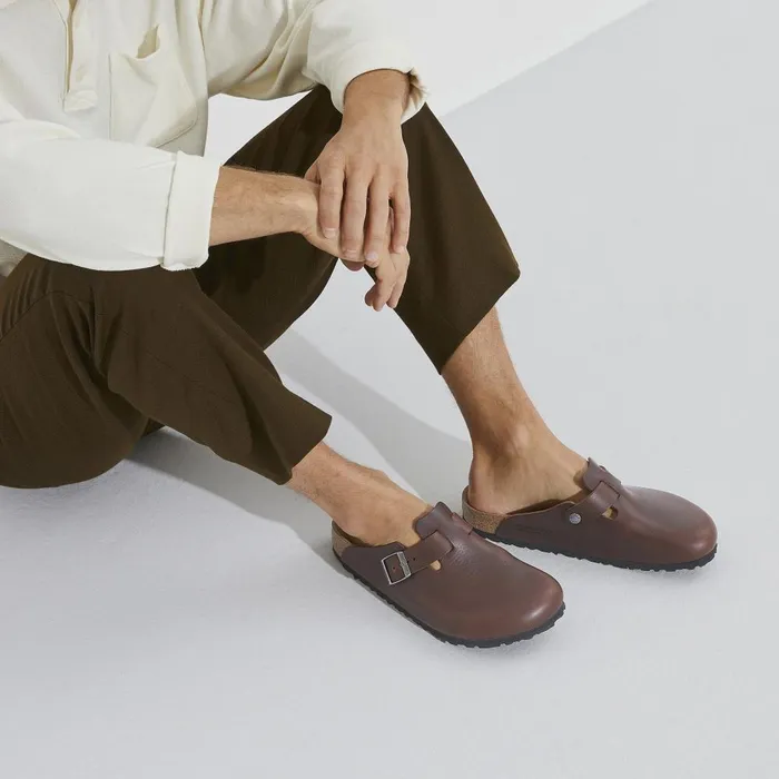 Men Birkenstock Clogs Boston Grip Vintage Wood Roast