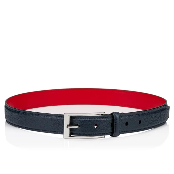 Men Bizzbelt Belt 8211 Grained Calf Leather 8211 Navy Christian Louboutin Belts