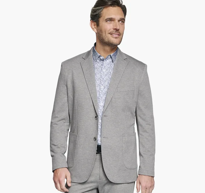 Men Blazers Johnston and Murphy XC Flex Knit Blazer Gray Twill