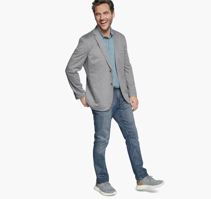 Men Blazers Johnston and Murphy XC Flex Knit Blazer Gray Twill