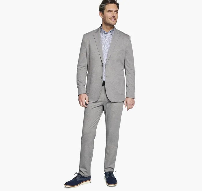 Men Blazers Johnston and Murphy XC Flex Knit Blazer Gray Twill