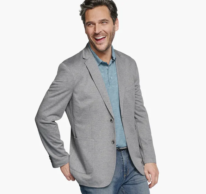 Men Blazers Johnston and Murphy XC Flex Knit Blazer Gray Twill