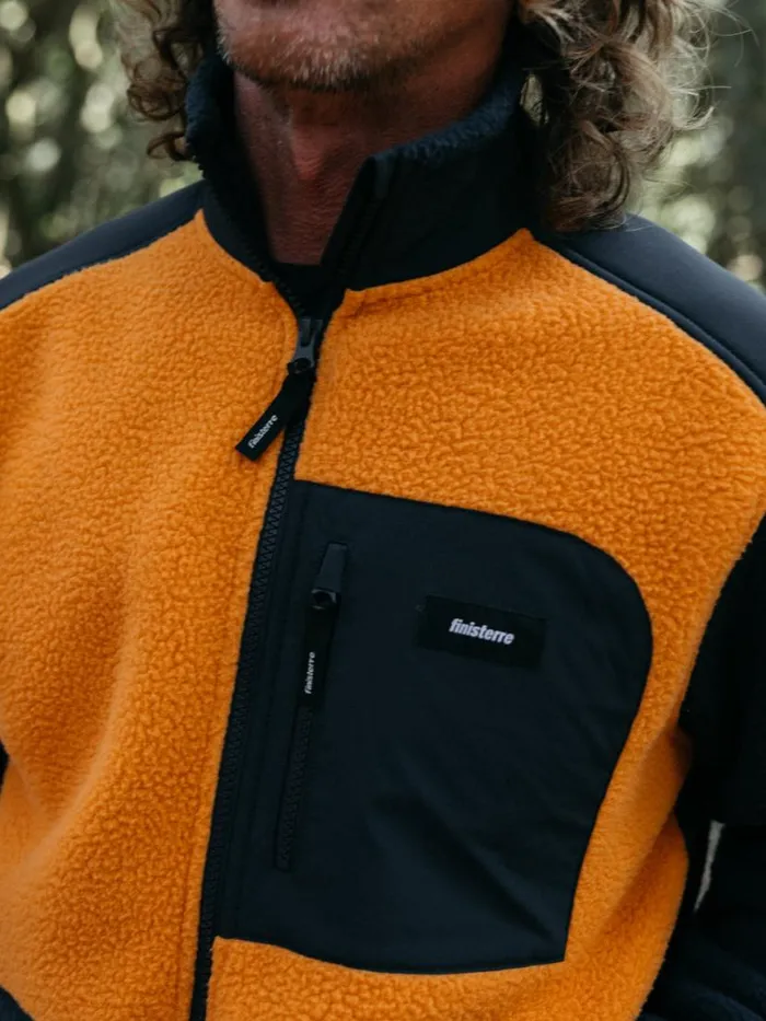 Men Bolster 14 Zip Fleece Navyharvest Gold Finisterre Fleece