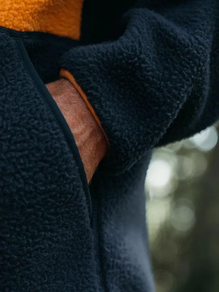 Men Bolster 14 Zip Fleece Navyharvest Gold Finisterre Fleece