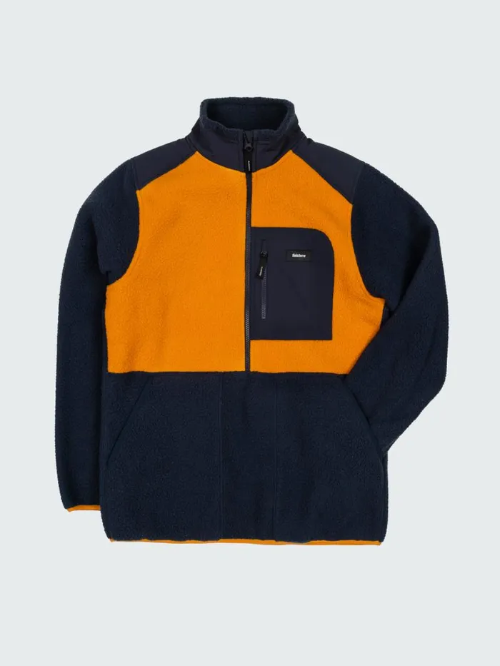 Men Bolster 14 Zip Fleece Navyharvest Gold Finisterre Fleece