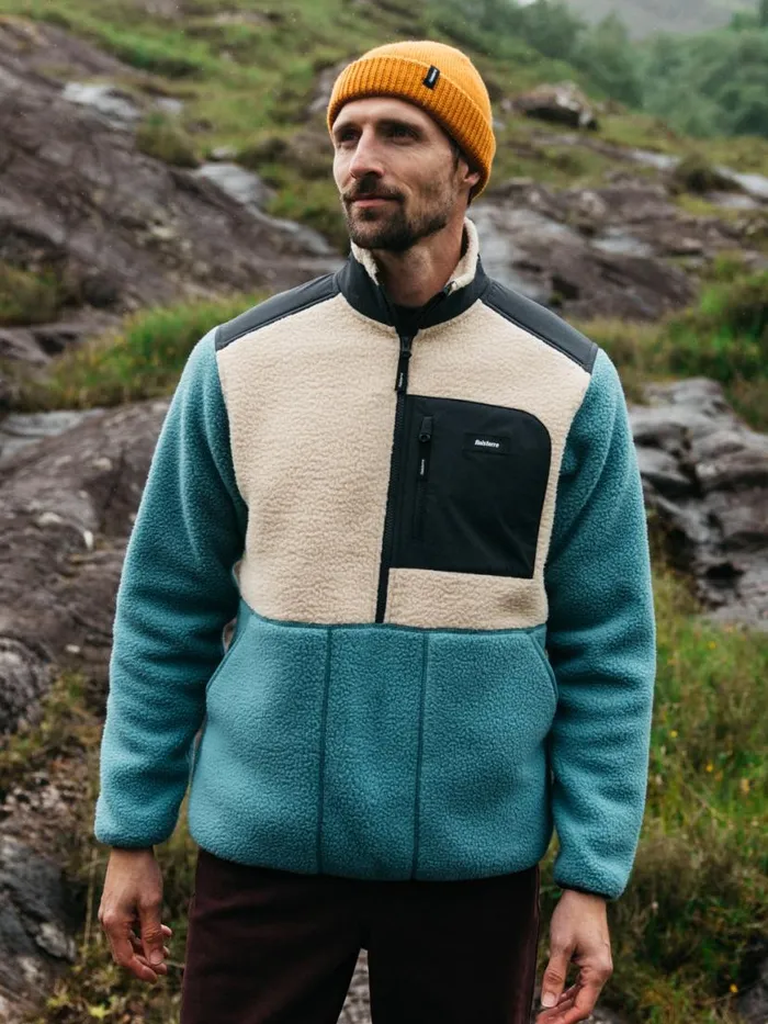 Men Bolster 14 Zip Fleece Ocean Stormoatmeal Finisterre Fleece