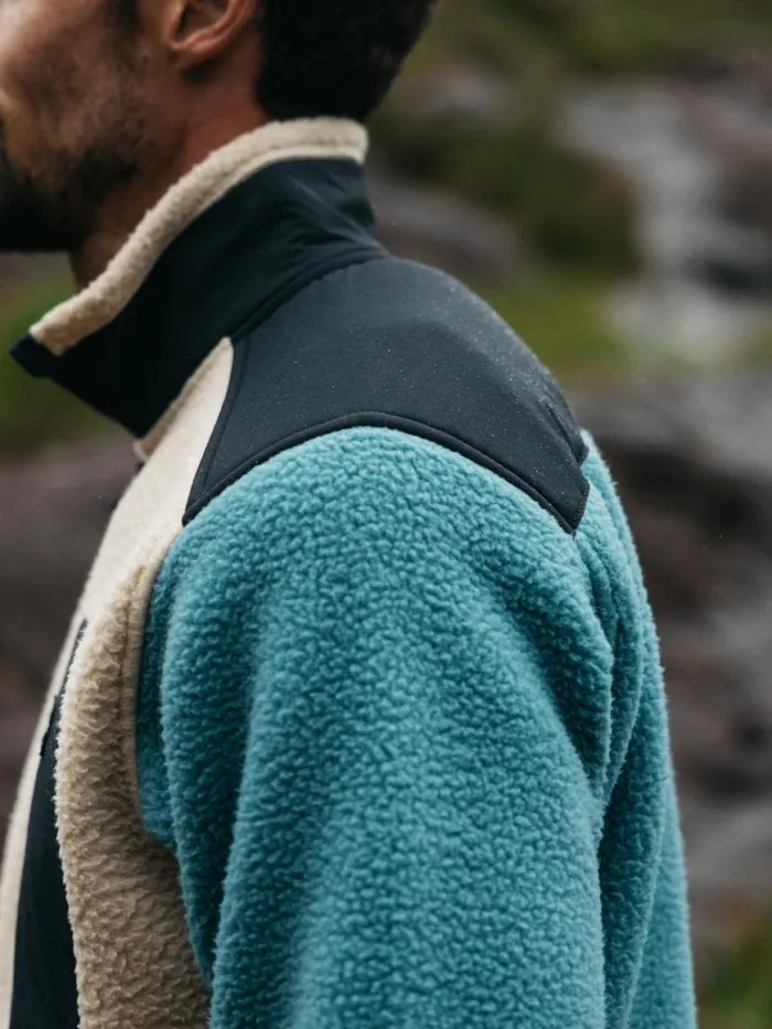 Men Bolster 14 Zip Fleece Ocean Stormoatmeal Finisterre Fleece