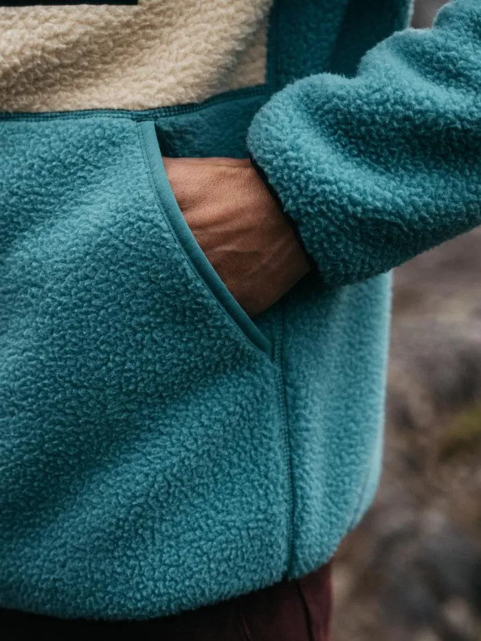 Men Bolster 14 Zip Fleece Ocean Stormoatmeal Finisterre Fleece