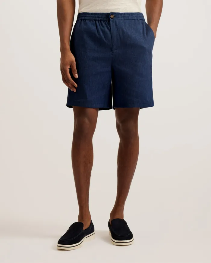 Men BRIXTUN 8211 Linen Blend Elasticated Shorts Navy Ted Baker Shorts Men BRIXTUN 8211 Linen Blend Elasticated Shorts Navy Ted Baker Shorts