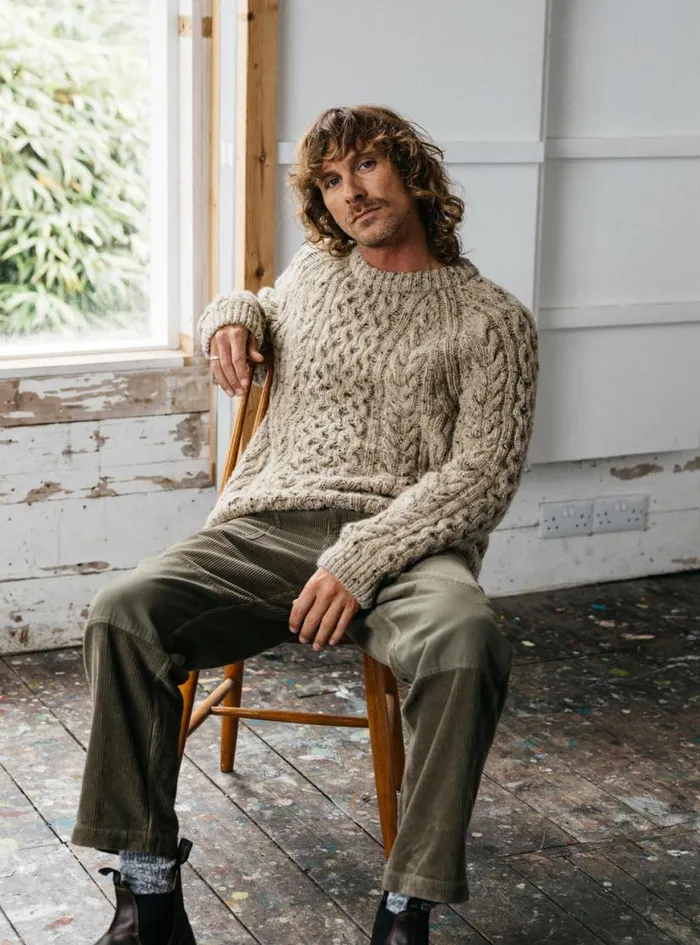 Men Cabet Jumper Oatmeal Finisterre Knitwear