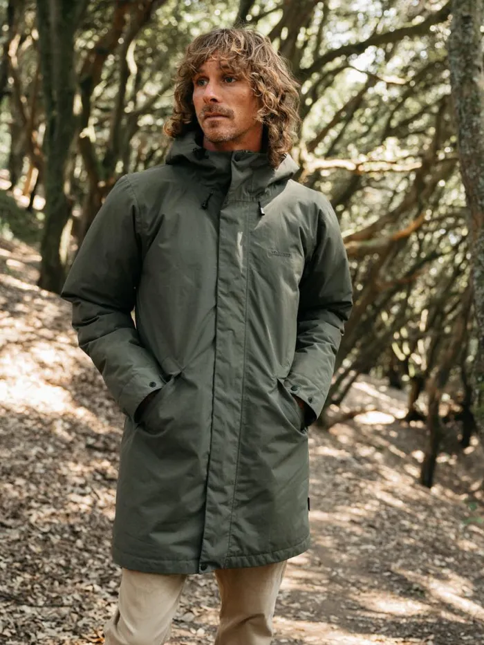 Men Caelus Waterproof Parka Olive Finisterre Jackets Coats and Gilets