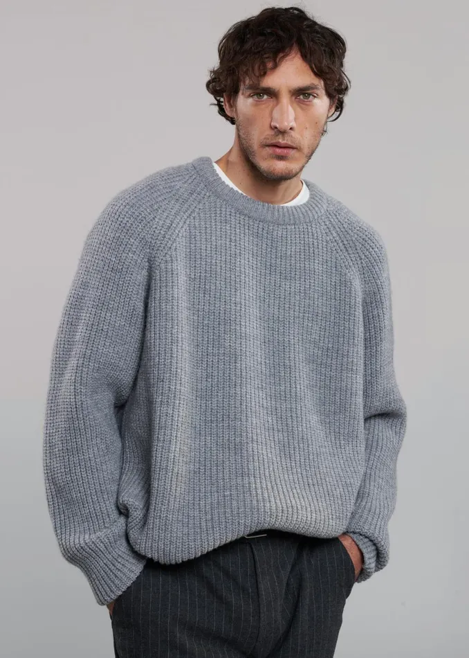 Men Carter Crew Neck Sweater 8211 Grey The Frankie Shop Knitwear