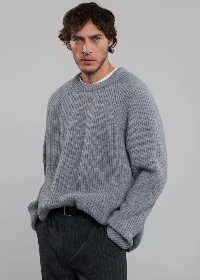 Men Carter Crew Neck Sweater 8211 Grey The Frankie Shop Knitwear