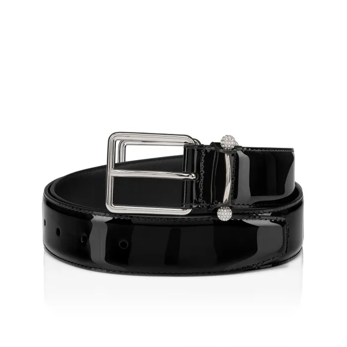 Men Chambeliss Belt 8211 Patent Leather And Night Strass 8211 Black Christian Louboutin Belts