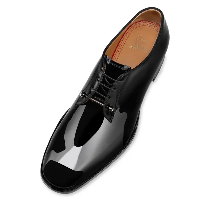 Men Chambeliss Derbies 8211 Patent Calf Leather 8211 Black Christian Louboutin Buckles and Laceups