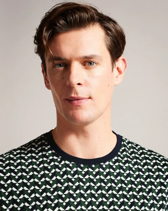 Men CHETEL 8211 Short Sleeve Geometric Print TShirt Green Ted Baker Tops Men CHETEL 8211 Short Sleeve Geometric Print TShirt Green Ted Baker Tops