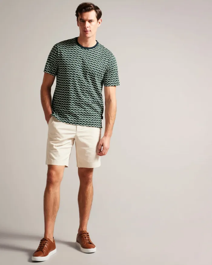 Men CHETEL 8211 Short Sleeve Geometric Print TShirt Green Ted Baker Tops Men CHETEL 8211 Short Sleeve Geometric Print TShirt Green Ted Baker Tops