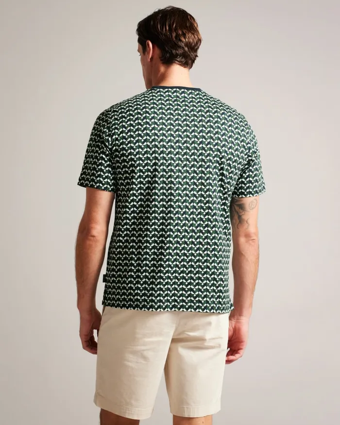 Men CHETEL 8211 Short Sleeve Geometric Print TShirt Green Ted Baker Tops Men CHETEL 8211 Short Sleeve Geometric Print TShirt Green Ted Baker Tops