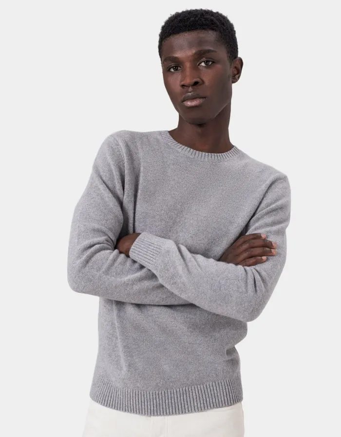 Men Classic Merino Wool Crew Deep Black Colorful Standard Knit Sweaters