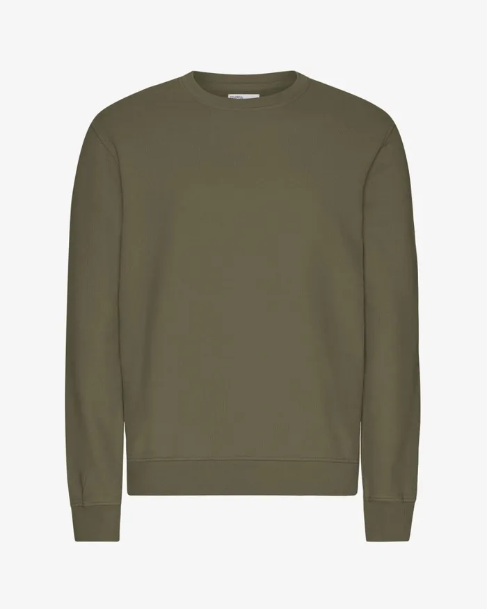 Men Classic Organic Crew Dusty Olive Colorful Standard Crewneck Sweatshirts