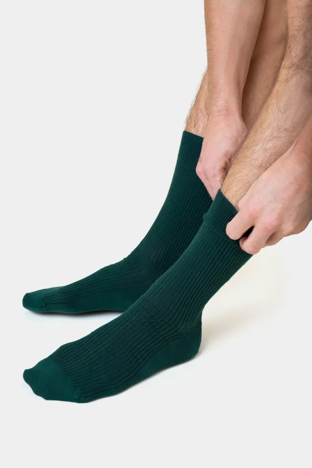 Men Classic Organic Sock Navy Blue Colorful Standard Socks and