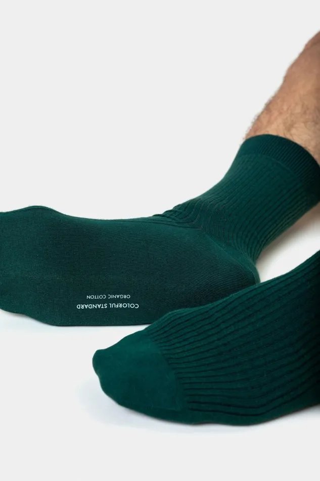 Men Classic Organic Sock Navy Blue Colorful Standard Socks and