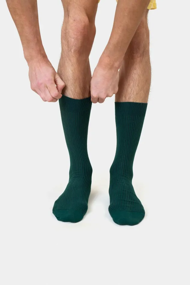 Men Classic Organic Sock Navy Blue Colorful Standard Socks and
