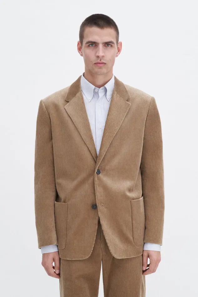 Men Corduroy Patch Pocket Blazer Dark Beige Filippa K Tailoring