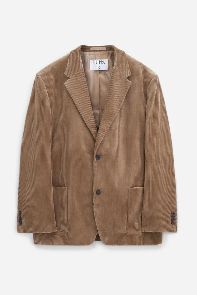 Men Corduroy Patch Pocket Blazer Dark Beige Filippa K Tailoring