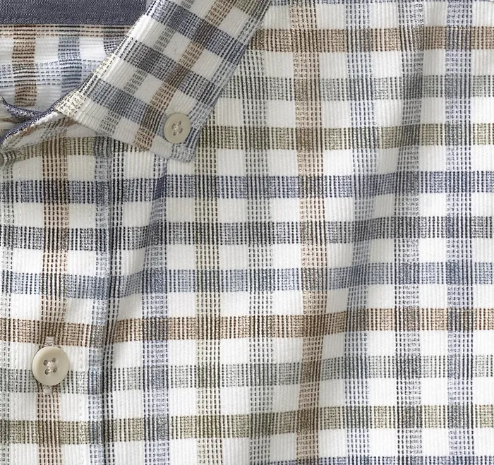 Men Corduroy Shirt Ivory Plaid Shirts Johnston and Murphy