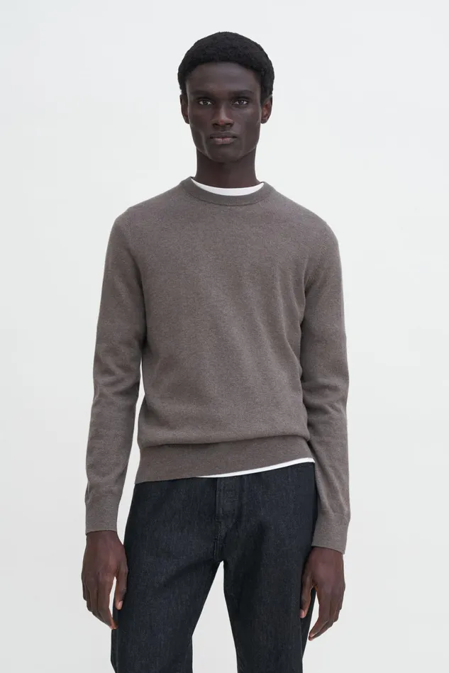 Men Cotton Merino Sweater Dark Sage Melange Filippa K Knitwear