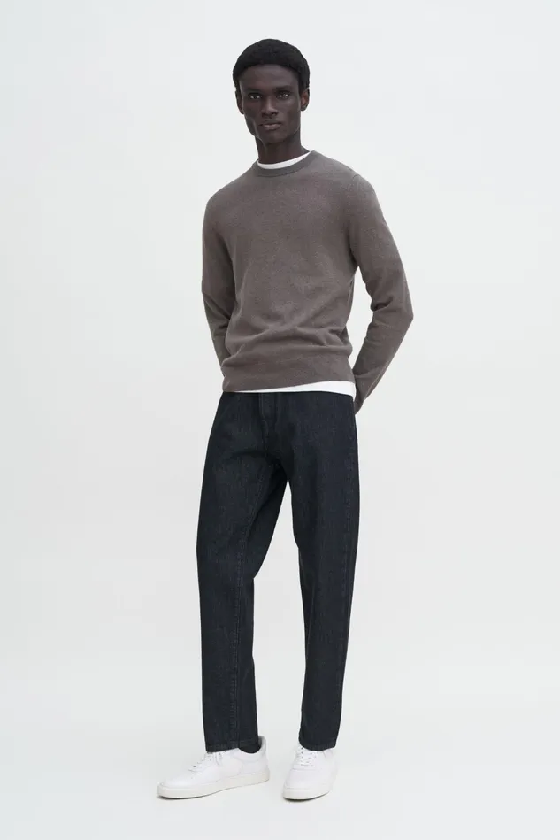 Men Cotton Merino Sweater Dark Sage Melange Filippa K Knitwear