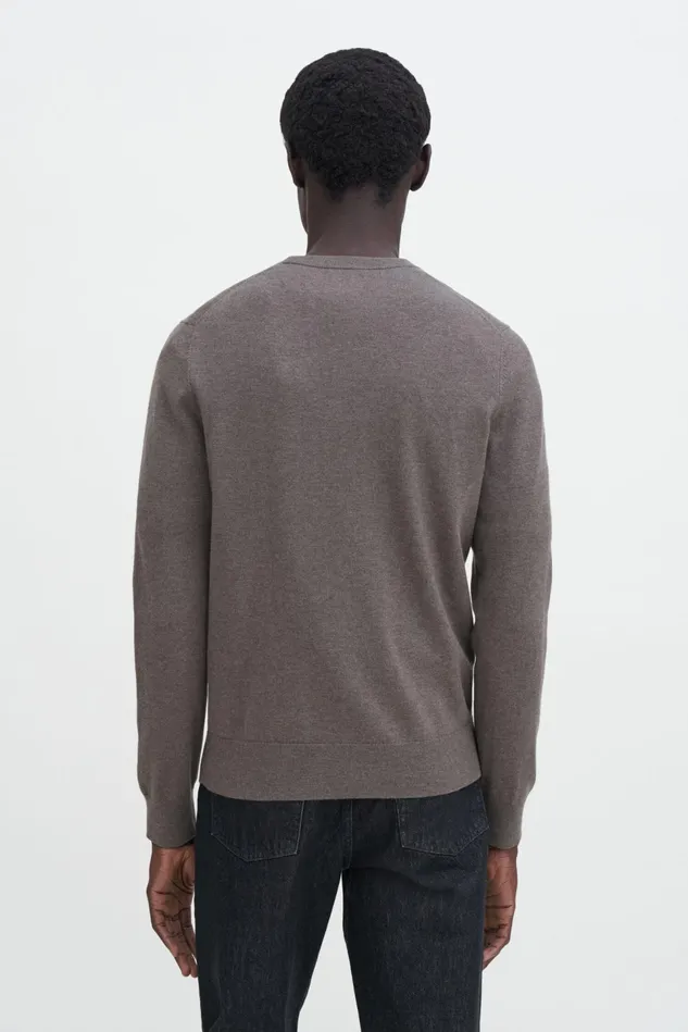 Men Cotton Merino Sweater Dark Sage Melange Filippa K Knitwear