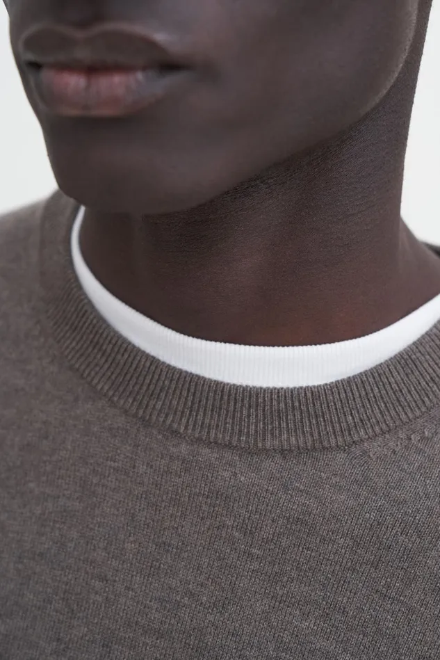 Men Cotton Merino Sweater Dark Sage Melange Filippa K Knitwear