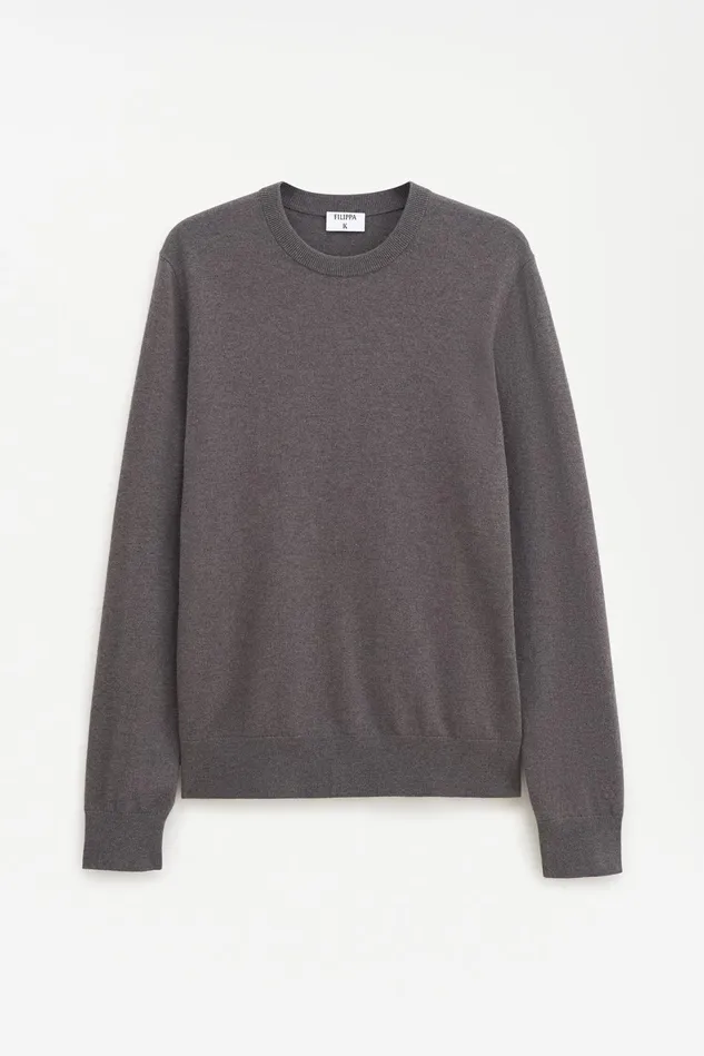 Men Cotton Merino Sweater Dark Sage Melange Filippa K Knitwear