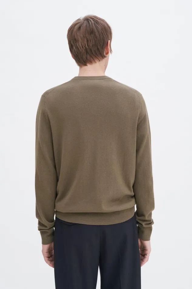 Men Cotton Merino Sweater Olive Green Filippa K Knitwear
