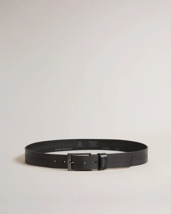 Men CRISIC 8211 Stitch Detail Leather Belt Black Ted Baker Belts