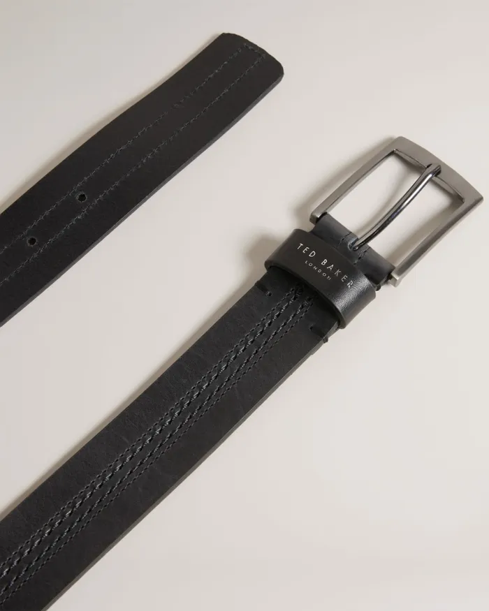 Men CRISIC 8211 Stitch Detail Leather Belt Black Ted Baker Belts