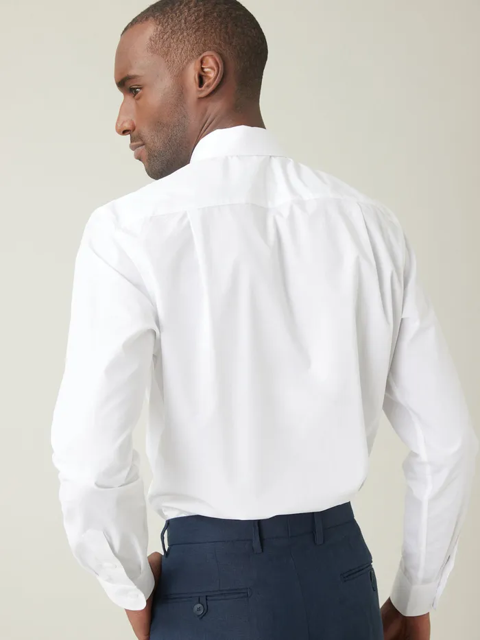 Men Cyrillus Clothing Plain EasyCare Regular Fit Poplin Shirt Blanc